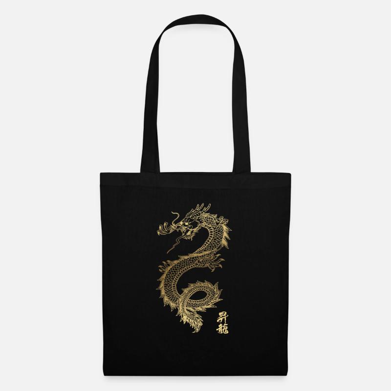 Cool Dragon d'or chinois - Sac en tissu - noir