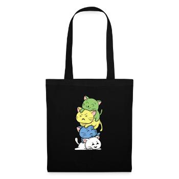 Kawaii Katzen Manga Stil Japan Miao Geschenk - Stoffbeutel - Schwarz - Vorne
