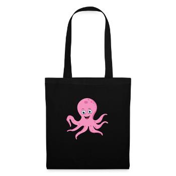 Kraken Oktopus Manga Comic Süß Meerestier Geschenk - Stoffbeutel - Schwarz - Vorne