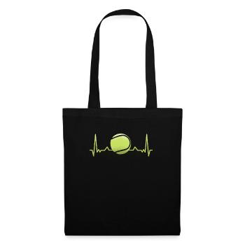 Tennis Herzschlag Sport Schläger Puls Geschenk - Stoffbeutel - Schwarz - Vorne