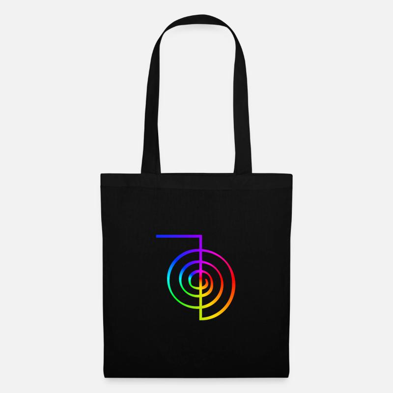 Reiki Symbol Regenbogenfarben Geschenk Energie Chi - Stoffbeutel - Schwarz