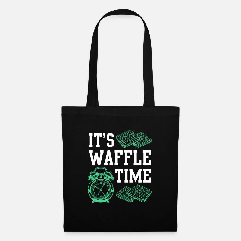 Waffle Time Spruch Geschenkidee Waffel - Stoffbeutel - Schwarz