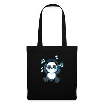 Panda musique playlist casque mélodie cadeau - Sac en tissu - noir - Devant