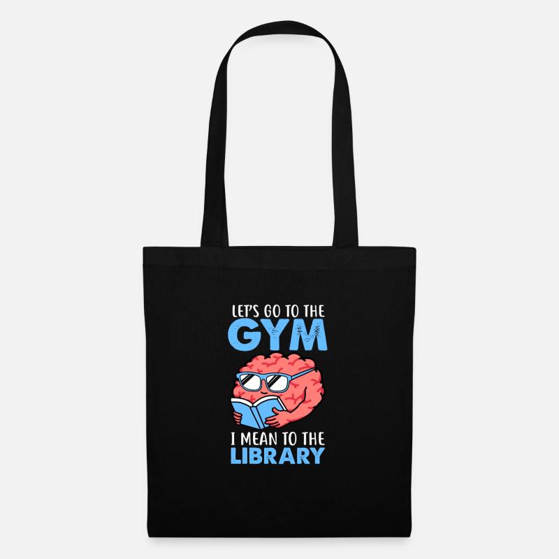 Let's go to the Gym Library Bücher Wurm Geschenk - Stoffbeutel - Schwarz