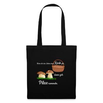 Pilz Pilze Pilzsammler Steinpilz suchen Geschenk - Stoffbeutel - Schwarz - Vorne
