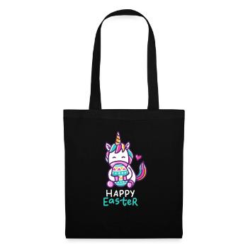 Einhorn - Einhörner - Geschenk - Frohe Ostern - Stoffbeutel - Schwarz - Vorne