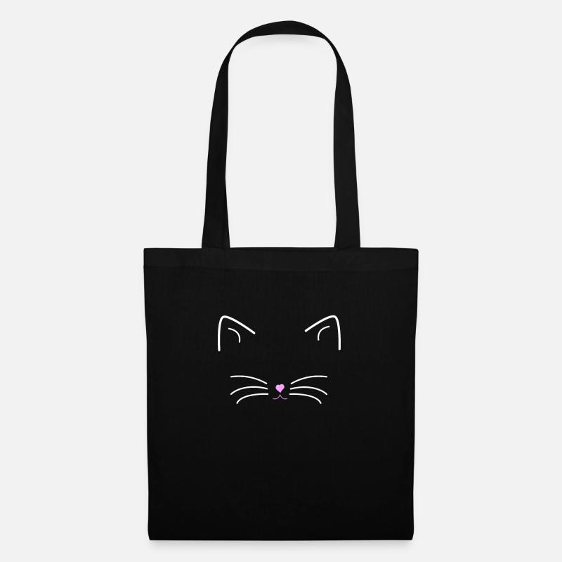 Katzengesicht - Stoffbeutel - Schwarz