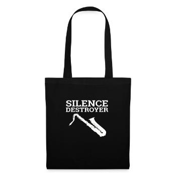 Saxophone instrument de musique faisant de la musique idée cadeau - Sac en tissu - noir - Devant
