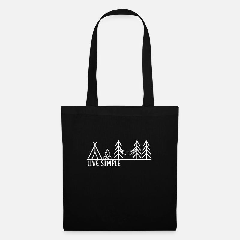Live Simple Lagerfeuer Camping Camper Geschenk - Stoffbeutel - Schwarz