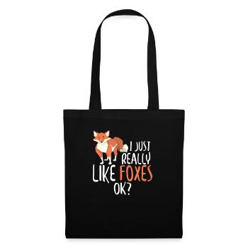 Cute I Just Really Like Foxes, OK? Funny Fox - Tote Bag - black - Front