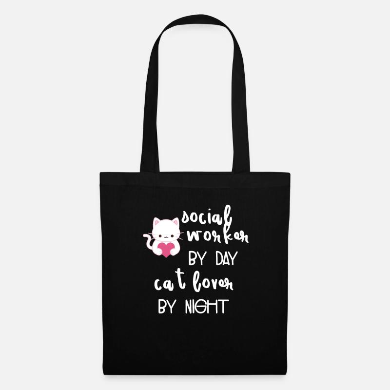 Assistante sociale - assistante sociale - chat - Sac en tissu - noir