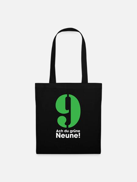 Lustige Geschenkidee Ach du grüne Neune Zahlenwitz - Stoffbeutel - Schwarz