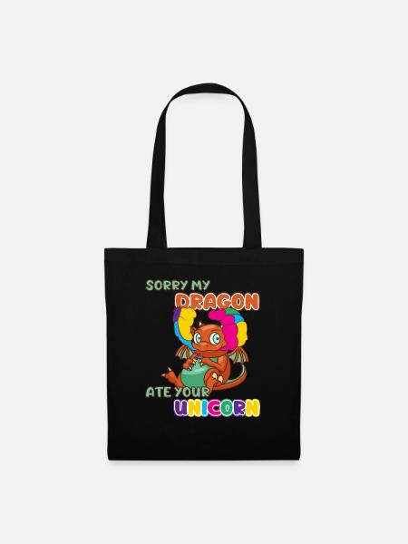 Drache Einhorn Fantasie Märchen Werwolf Geschenk - Stoffbeutel - Schwarz