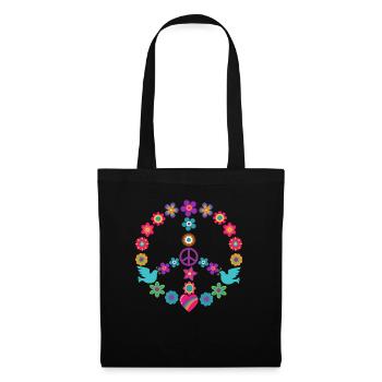 Flower Power Peace Sign Hippie Peace Movement - Tote Bag - black - Front