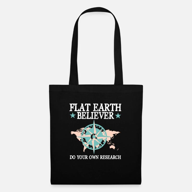 Flat Earth Flache Erde - Stoffbeutel - Schwarz