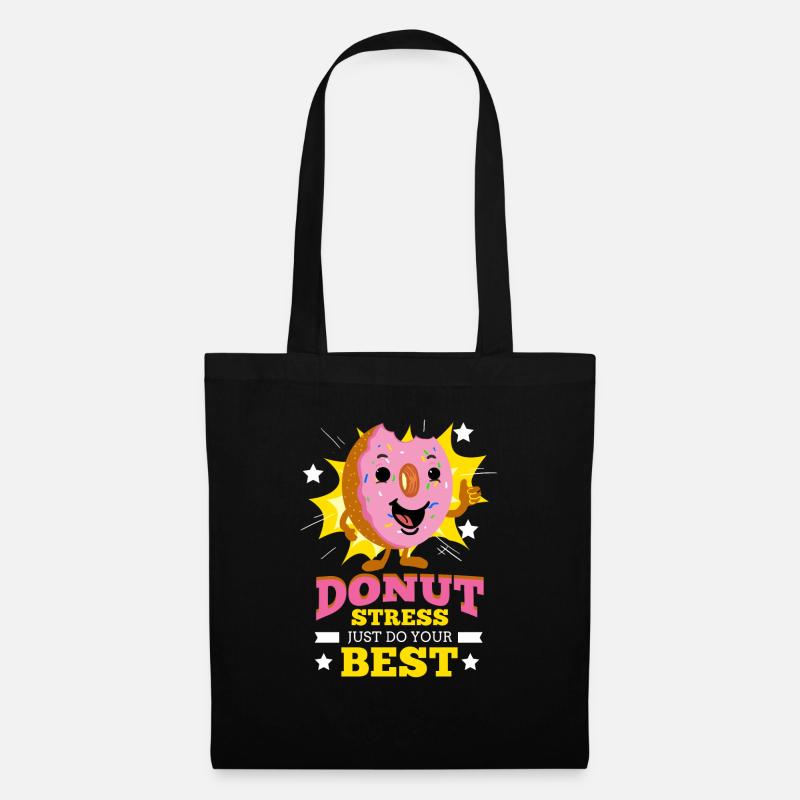 Klausuren Phase Geschenk Lehrer Donut Stress - Stoffbeutel - Schwarz