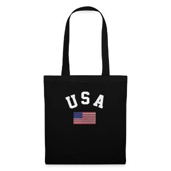 Patriotisches USA-Flaggen-T-Shirt für Juli 4. oder - Stoffbeutel - Schwarz - Vorne