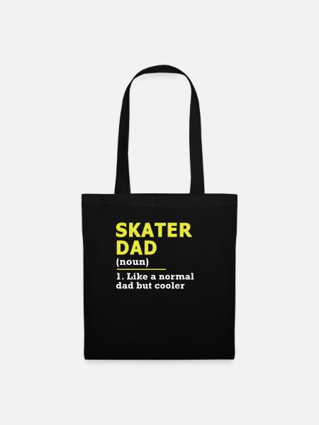 Skater Dad Vater Papa Skateboard Spruch Geschenk - Stoffbeutel - Schwarz