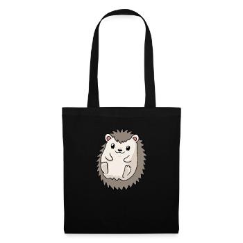 Kleine Baby Igel Hedgehog - Stoffbeutel - Schwarz - Vorne