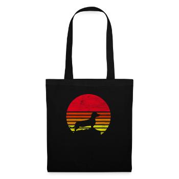 Retro Dackel Geschenk - Stoffbeutel - Schwarz - Vorne