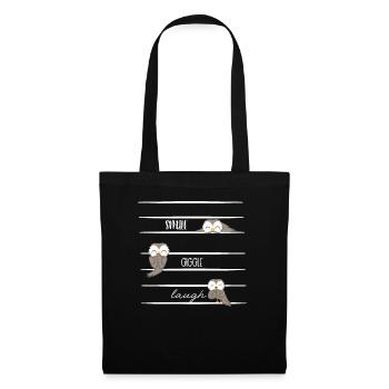 Owl - Owls - Laughter - Saying - Tote Bag - black - Front