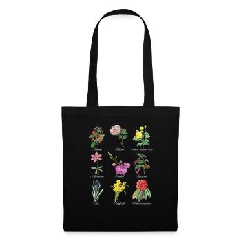 Vintage Botanical Floral Flower T-Shirt - Stoffbeutel - Schwarz - Vorne