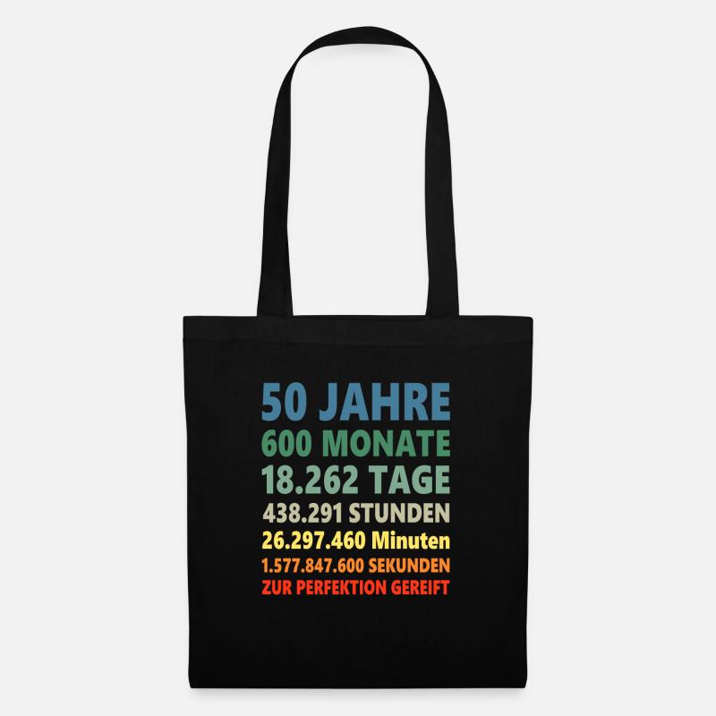 50. Geburtstag 50 Jahre 50ster Geschenk - Stoffbeutel - Schwarz