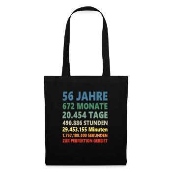 56 Jahre 56. Geburtstag Geschenk - Stoffbeutel - Schwarz - Vorne