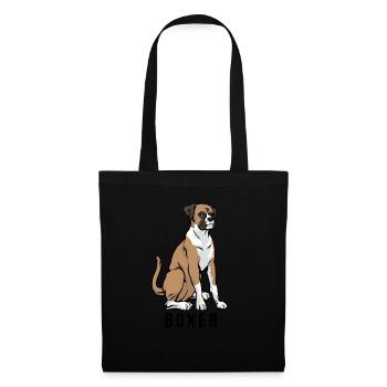 Chien boxer - Sac en tissu - noir - Devant
