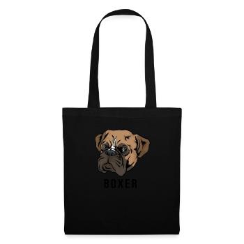 Boxer Hund Kopf - Stoffbeutel - Schwarz - Vorne