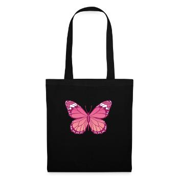 PAPILLON ROSE - Sac en tissu - noir - Devant