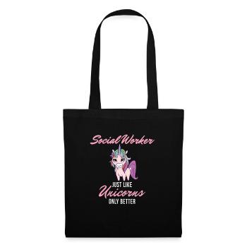 Social Worker Unicorn Girl Graduation School - Stoffbeutel - Schwarz - Vorne