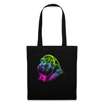 Le singe avec des écouteurs & des lunettes de soleil écoute de la musique - Sac en tissu - noir - Devant