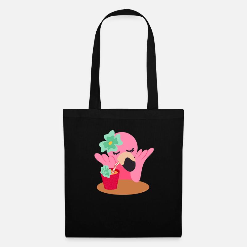Flamingo Süß Mädchen - Stoffbeutel - Schwarz