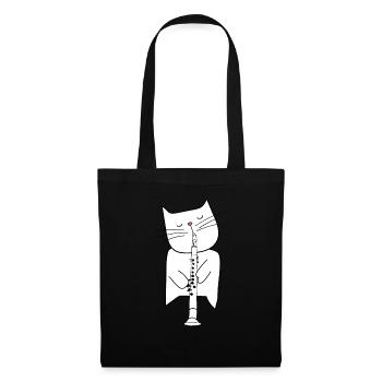Funny Cool Jazz Cat Wearing Sunglasses Oboe - Tote Bag - black - Front