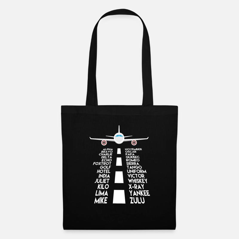 Pilot plane phonetic alphabet - Tote Bag - black