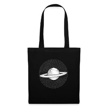 Planet Saturn graphic drawing outer space - Tote Bag - black - Front