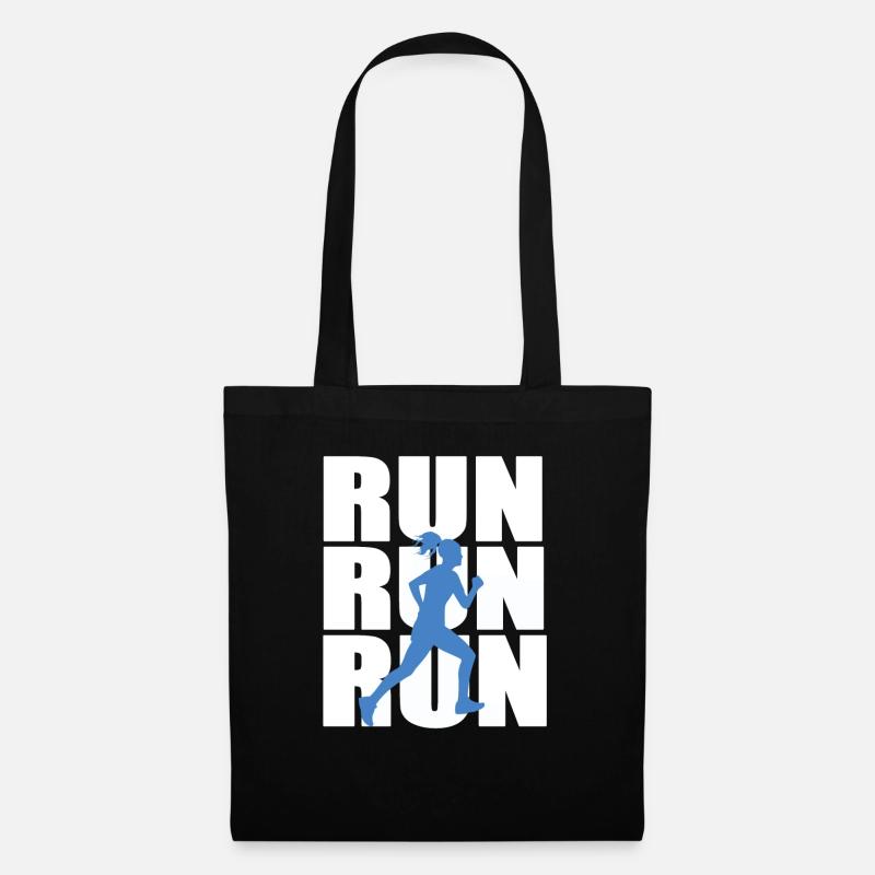Run Run Run Läuferin - Stoffbeutel - Schwarz