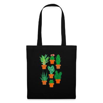 Cacti Succulents Vintage Botany Nature - Stoffbeutel - Schwarz - Vorne
