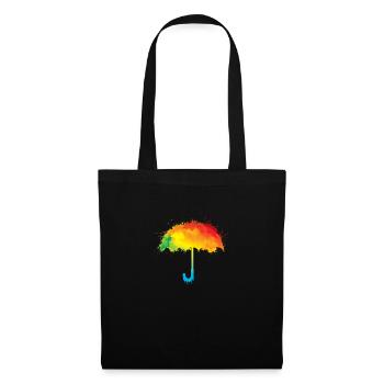Bunter Regenschirm Regenbogen Farben Umbrella - Stoffbeutel - Schwarz - Vorne