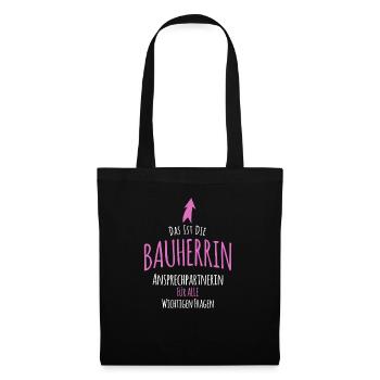 Bauherrin Bauherren Hausbau Geschenk Baustelle - Stoffbeutel - Schwarz - Vorne