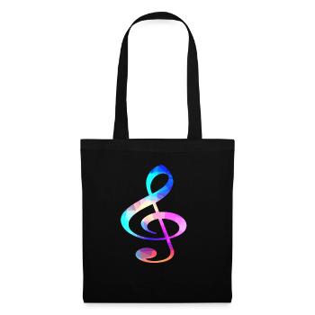 Notenschluessel Musik Noten Musiker Instrument - Stoffbeutel - Schwarz - Vorne