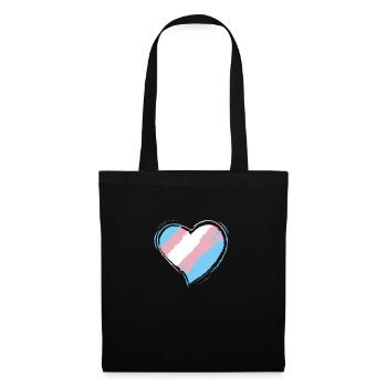 Transgender-Herz-Geschenk, LGBT-Stolz - Stoffbeutel - Schwarz - Vorne