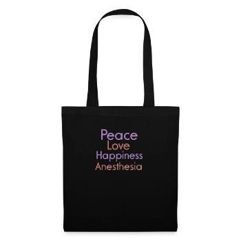 Peace Love Happiness, chemise d'anesthésie - Sac en tissu - noir - Devant