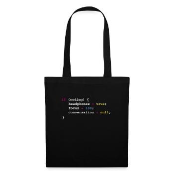 Programmierung Wenn Coding Headphones Tee, Programmierung - Stoffbeutel - Schwarz - Vorne