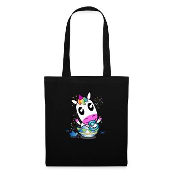 Einhorn Baby T-Shirt | Süßes Shirt mit Einhorn - Stoffbeutel - Schwarz - Vorne