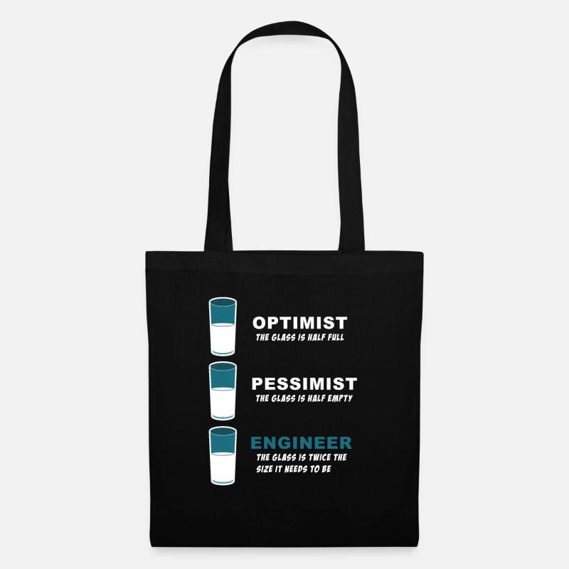 Funny Joke product for Engineers Half Full - Tote Bag - black