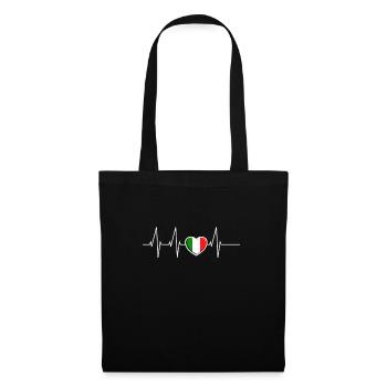 Herzschlag Italien Herz Italia EKG Italy Flagge 3D - Stoffbeutel - Schwarz - Vorne