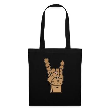 Metal Rock Pommesgabel Handzeichen Teufel Geschenk - Stoffbeutel - Schwarz - Vorne