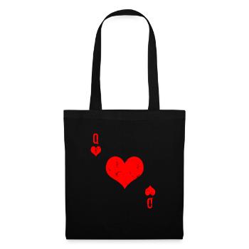 Playing Card Heart Queen Card Card Game - Tote Bag - black - Front